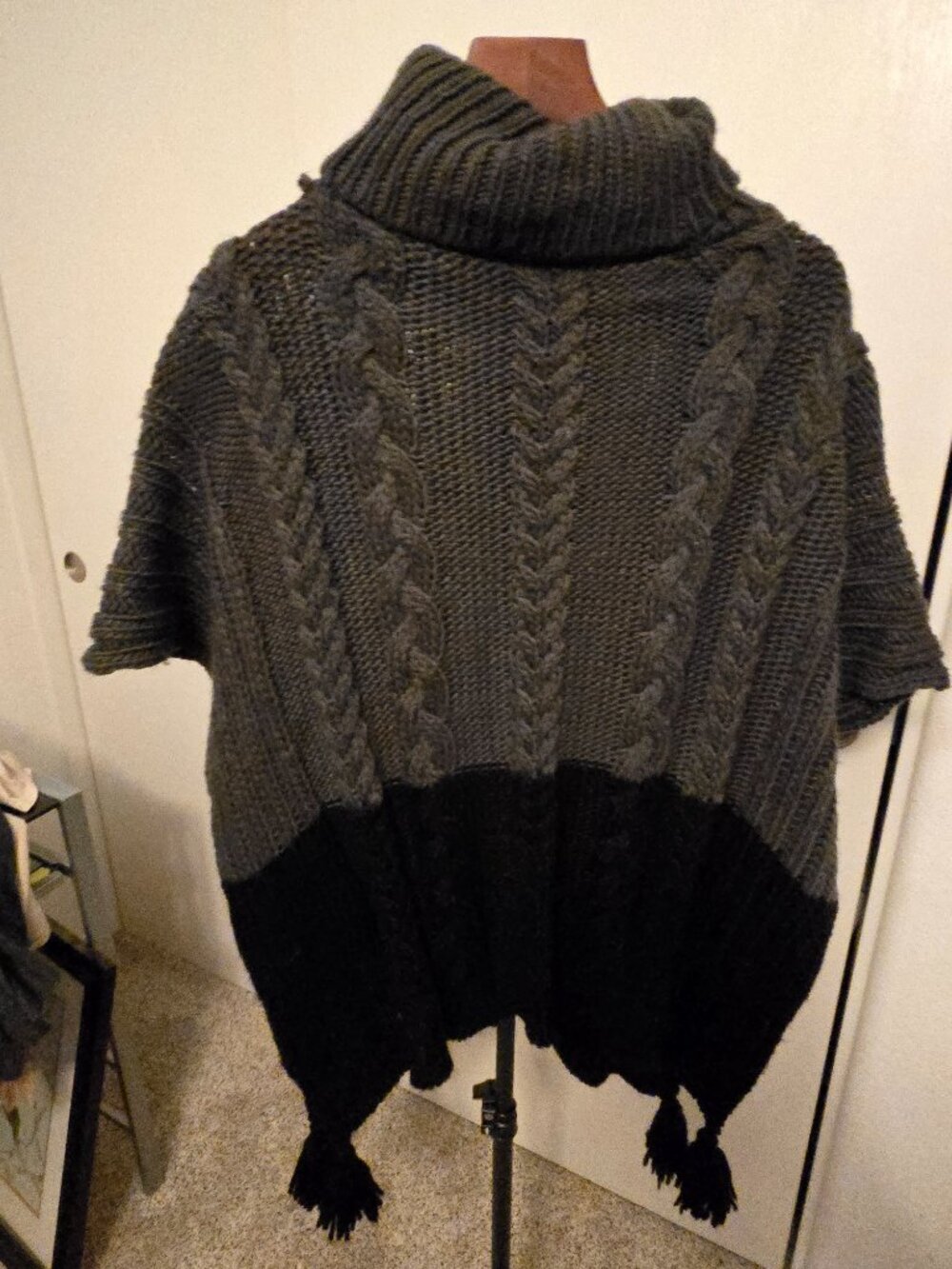 BCBGeneration Color-Blocked Turtleneck Poncho